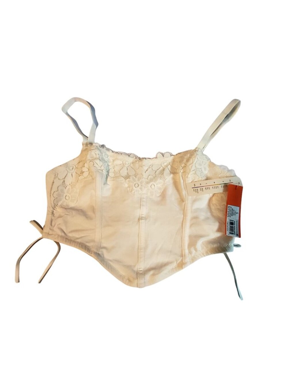 Colsie Lace-Trimmed Corset Top With Adjustable Straps Ivory Size Large
